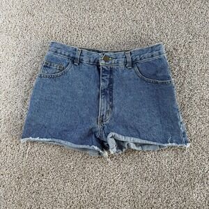 Vintage Moda Denim Shorts Womens 8 Blue Jean Cut-Off Raw Hem Made In USA